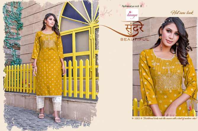 Aishwarya Vol 8 By Hinaya Kurti With Bottom Catalog